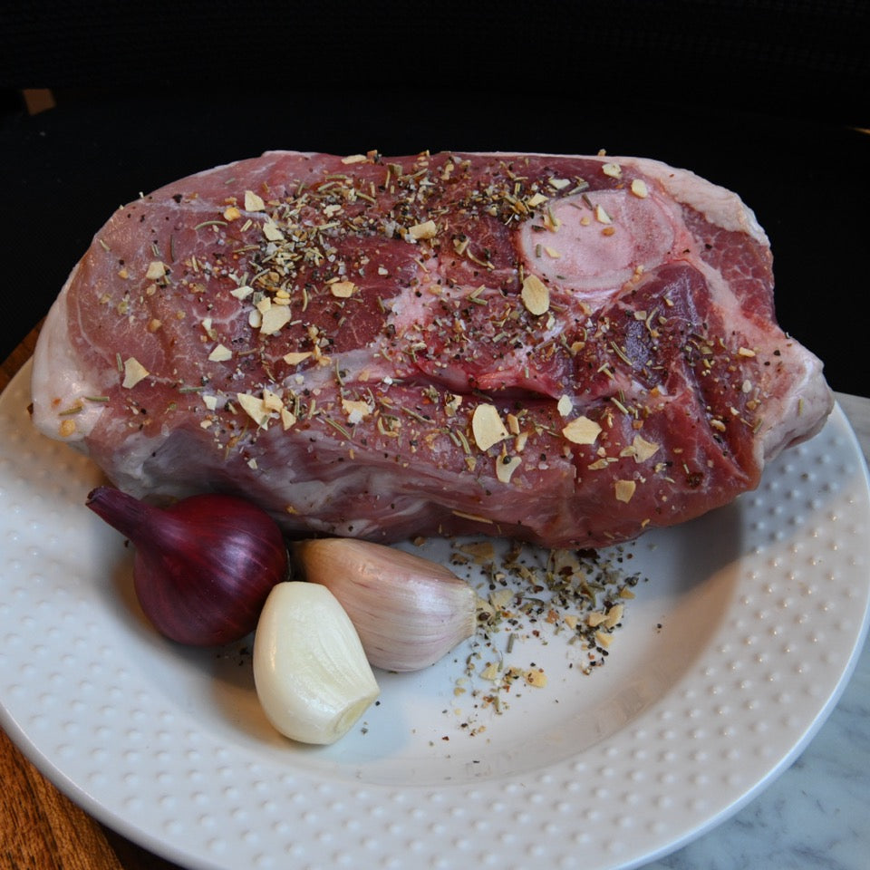 Raw Pastured Pork Picnic Roast.